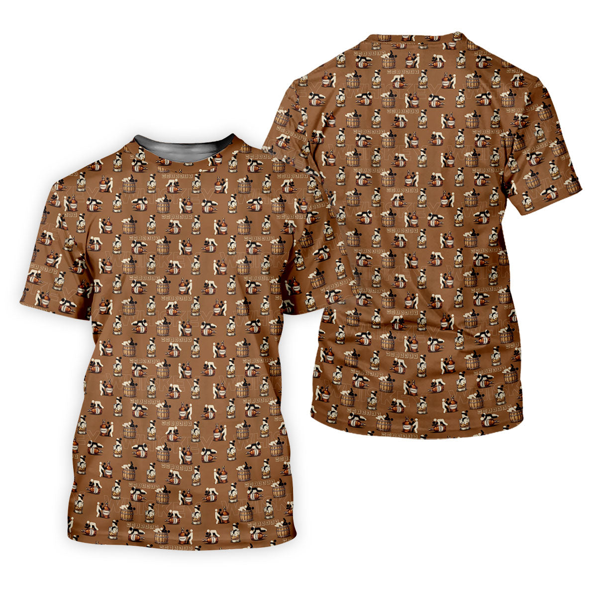 Brown Funny Whiskey Pattern Golf Polo Shirt, Ladies Golf Tops, Women's Golf Polo