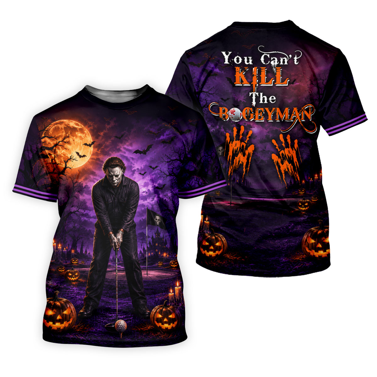 You Can't Kill The Bogeyman Halloween Polo Shirt, Hawaiian Golf Shirt, Mens Golf Apparel