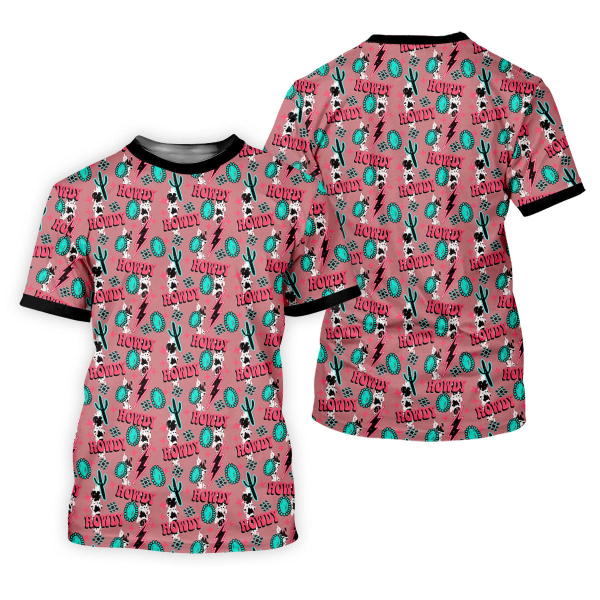 Howdy Pink Lightning Bolts Western Theme Golf Tops For Men, Polo Shirts For Men, Golf Shirts For Men