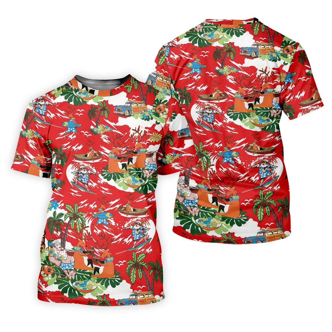 Women's Funny Tropical Santa Surfing Golf Shirt, Christmas Golf Shirt, Women’s Golf Polo