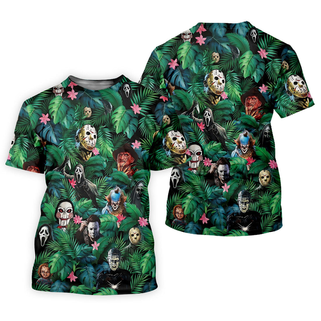 Tropical Horror Character Pattern Golf Polo Shirt, Mens Golf Shirts, Hawaiian Golf Shirt