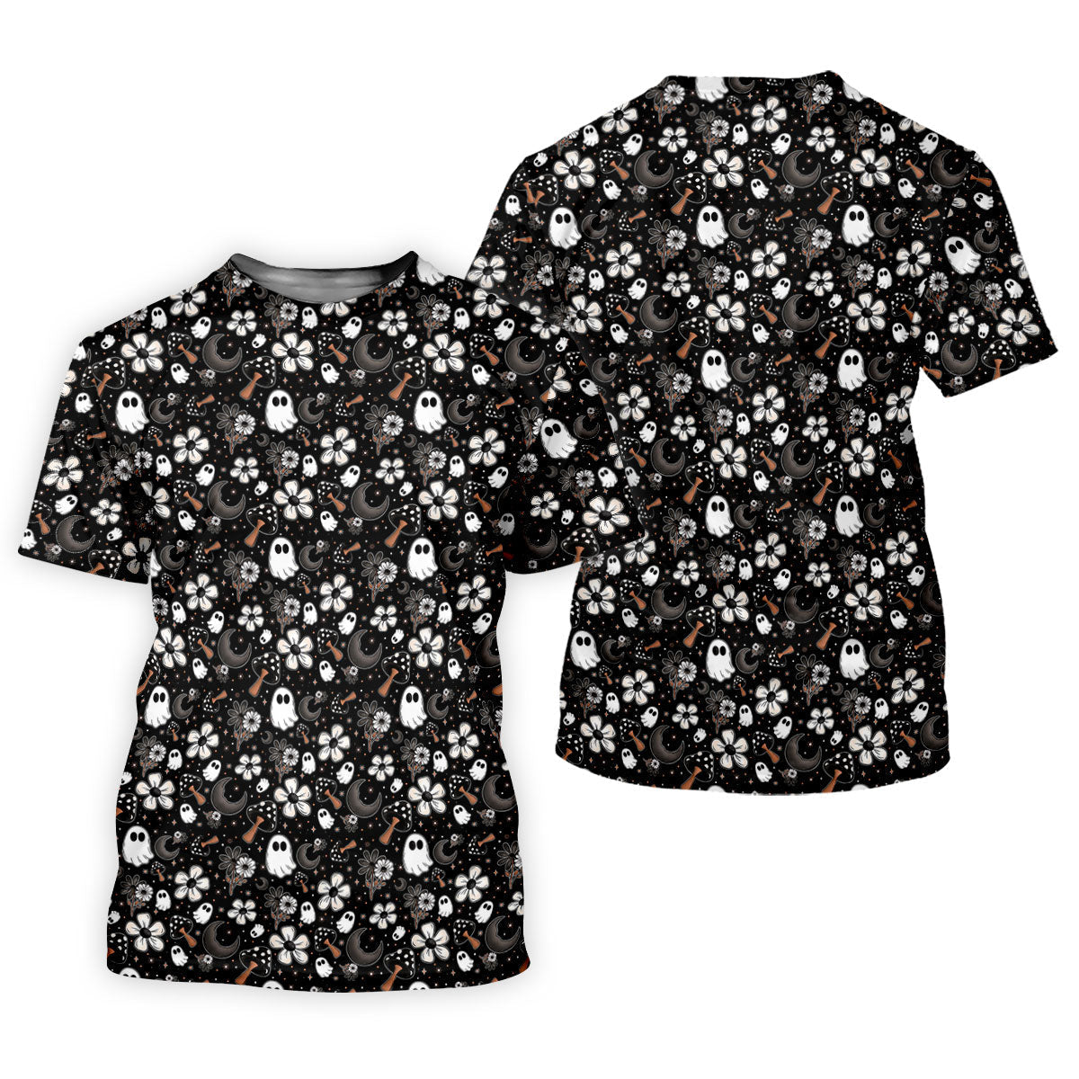 Ghost Horror Character Floral Halloween Golf Polo Shirt, Halloween Shirt, Mens Golf Shirt