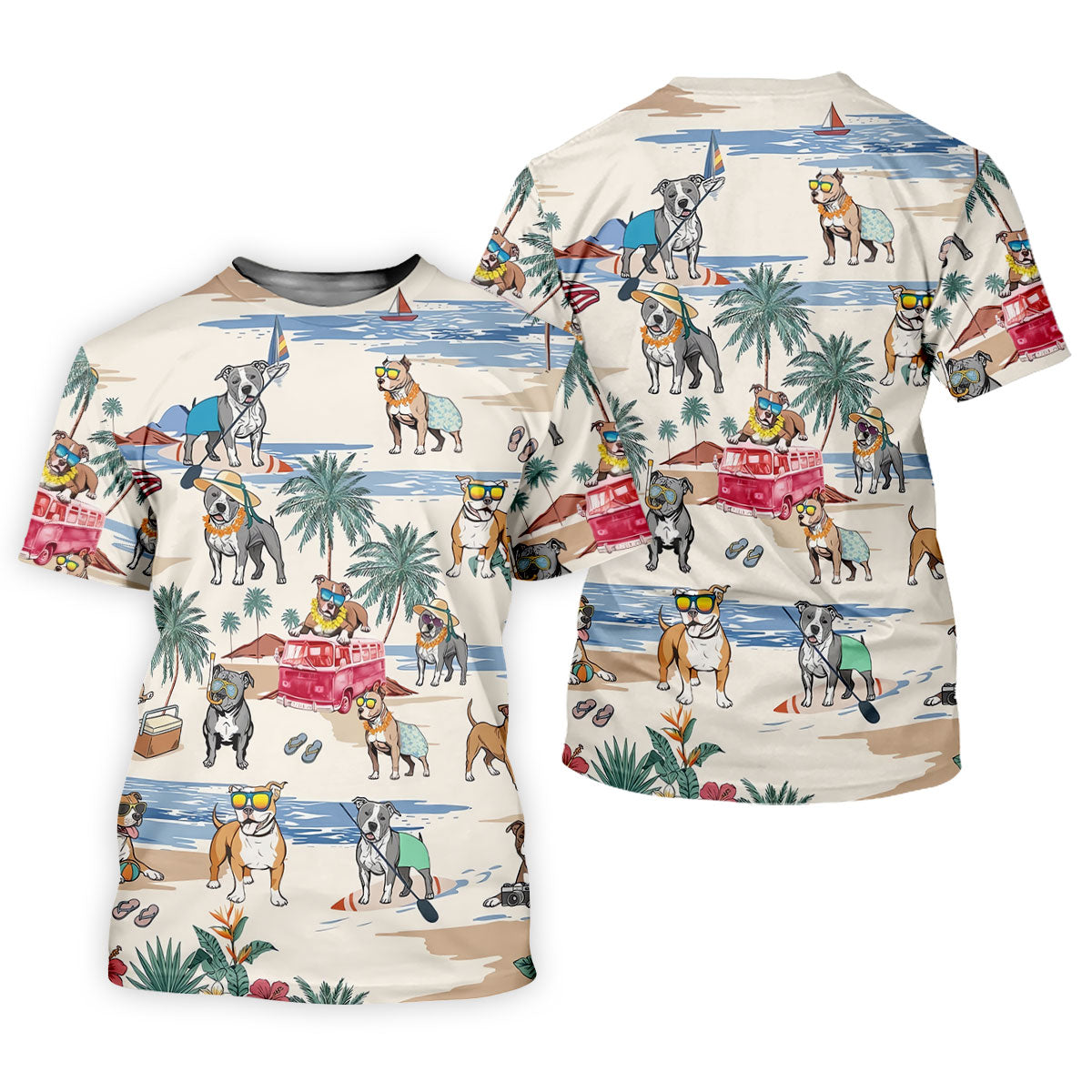Pit Bull Beach Vacation Tropical Golf Polo Shirt, Hawaiian Golf Shirt, Golf Shirts For Men