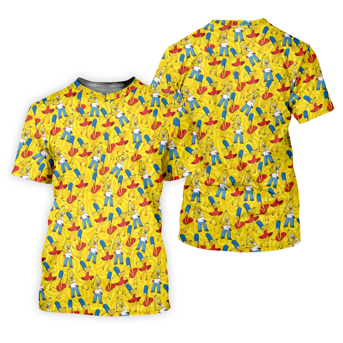 Funny Cartoon Couple Golf Pattern Polo Shirt, Golf Shirts For Women, Women’s Golf Polo