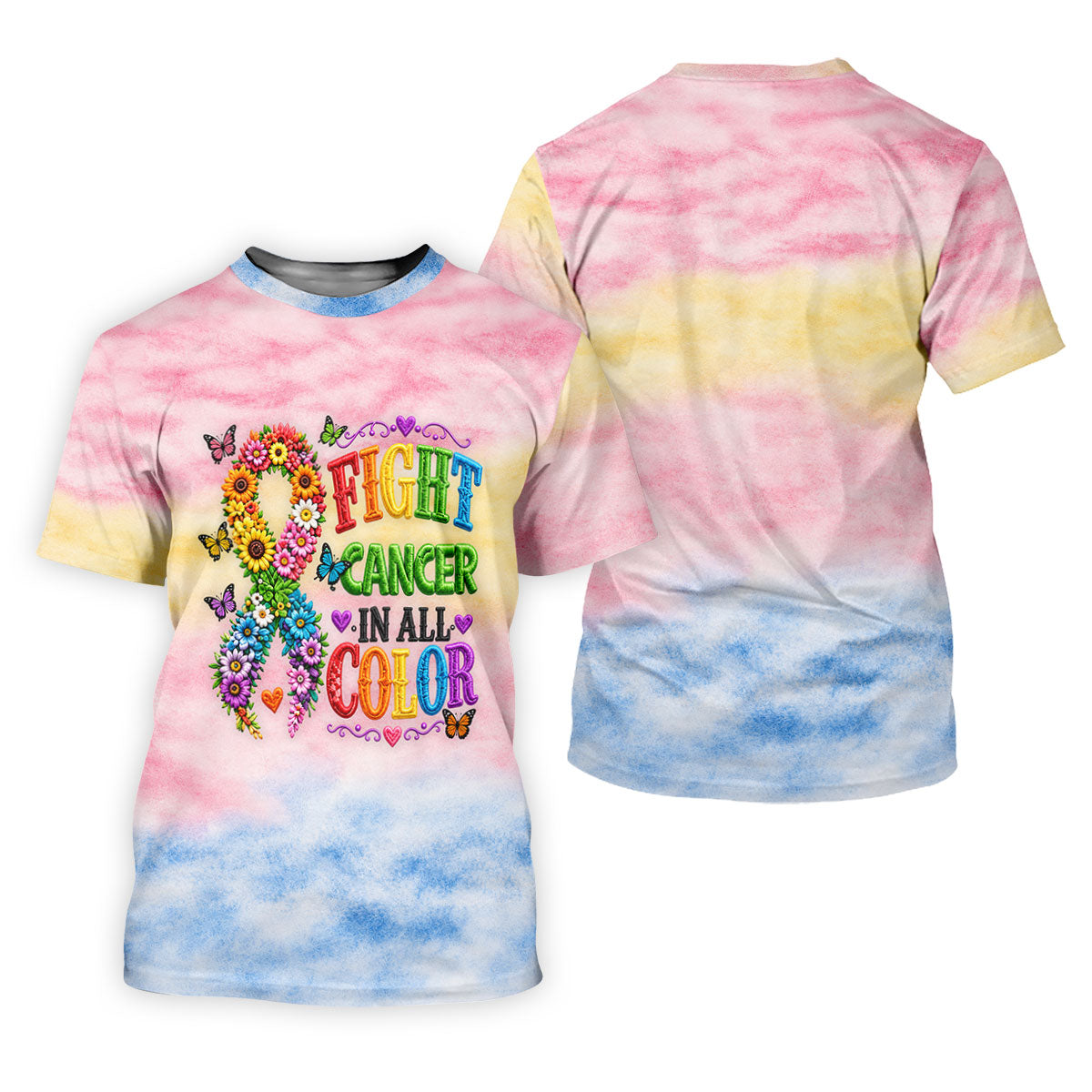 Fight Cancer In All Color Floral Ribbon Polo Shirt, Mens Golf Polo, Printed Golf Shirts