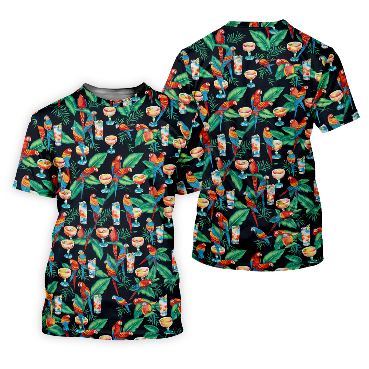 Colorful Parrots Margaritas Cinco De Mayo Celebration Fiesta Themed Tropical Pattern Golf Shirt For Women