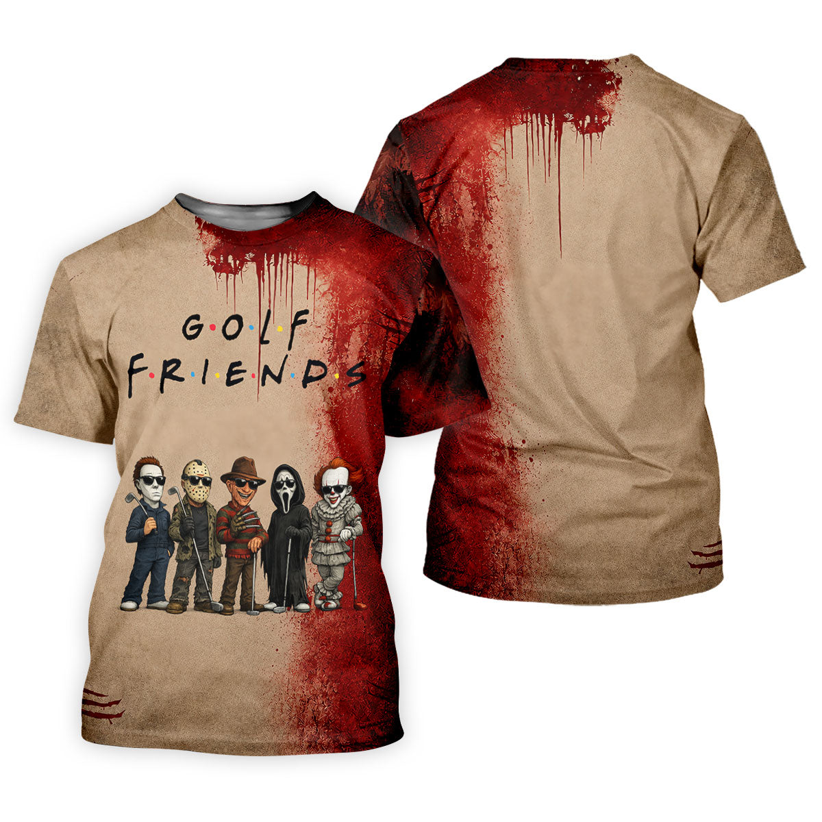 Golf Friends Horror Character Halloween Polo Shirt, Golf Shirts For Men, Mens Golf Apparel