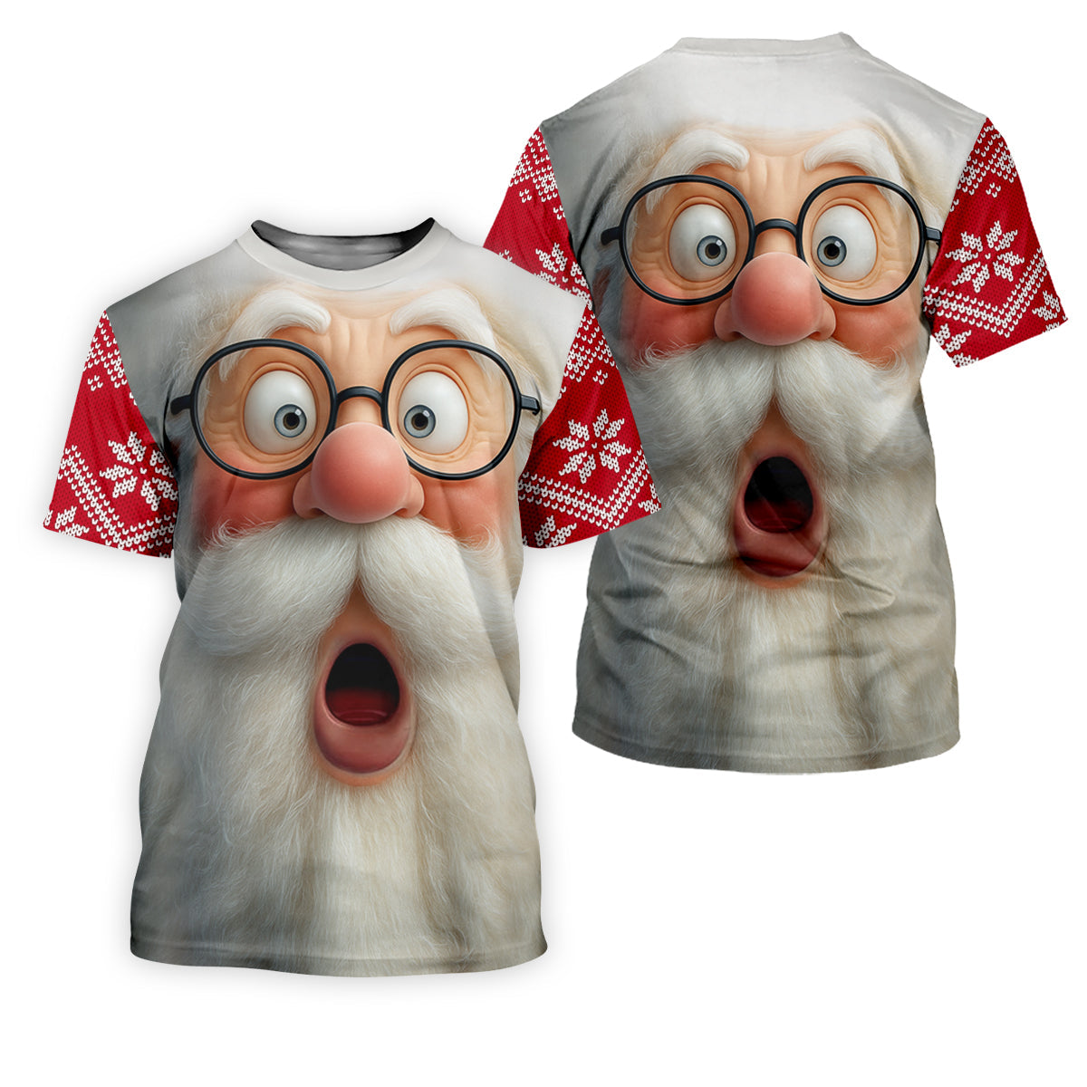 Surprised Funny Santa Claus Face Men's Golf Polo Shirts, Christmas Golf Shirt, Golf Gift For Men