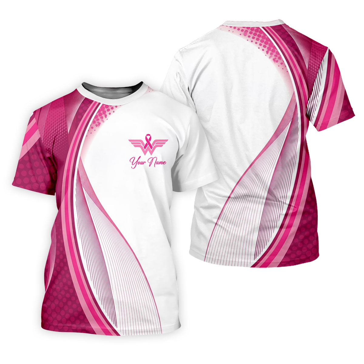 Custom Pink Ribbon Breast Cancer Golf Polo Shirt, Men's Golf Shirt, Printed Golf Shirts