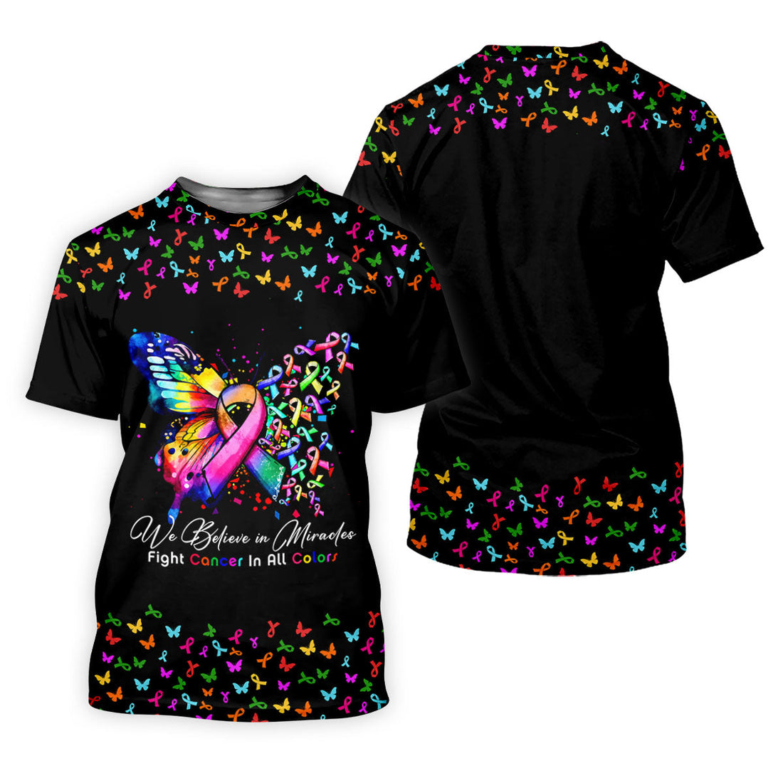 We Believe In Miracles Butterfly Breast Cancer Shirt, Women's Golf Tops, Ladies Golf Top