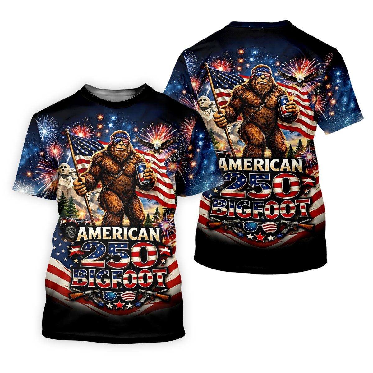 American 250 US Flag Pattern Bigfoot Golf Shirt, Patriotic 4th Of July Golf Shirt For Women