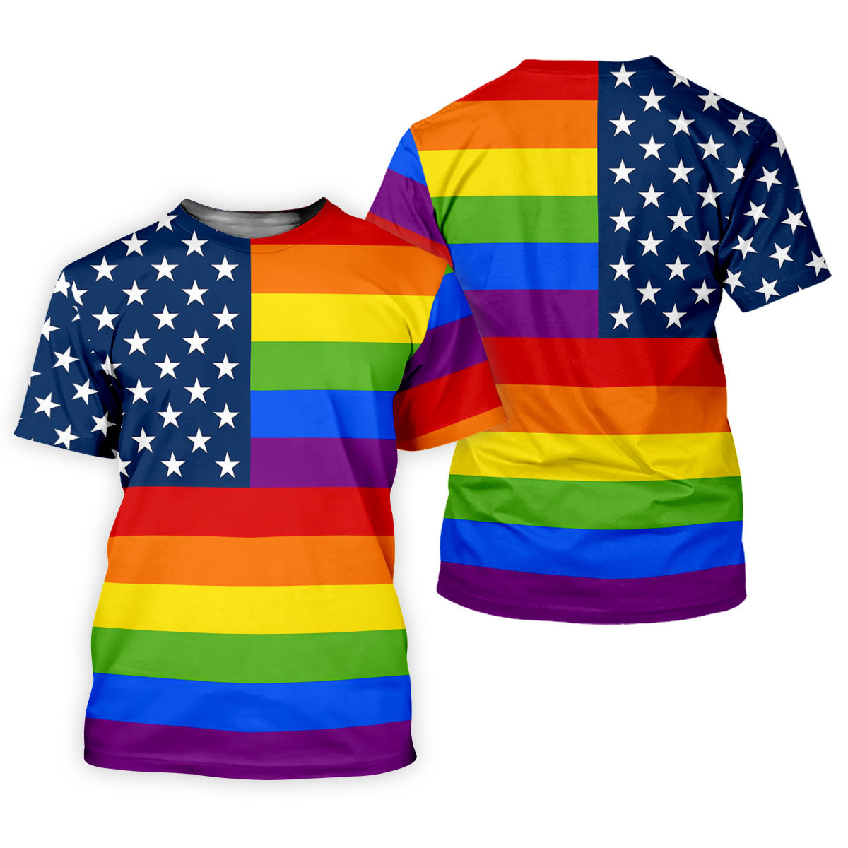 Gay Pride American Flag Ladies Golf Tops, Pride Month Golf Shirt For Women