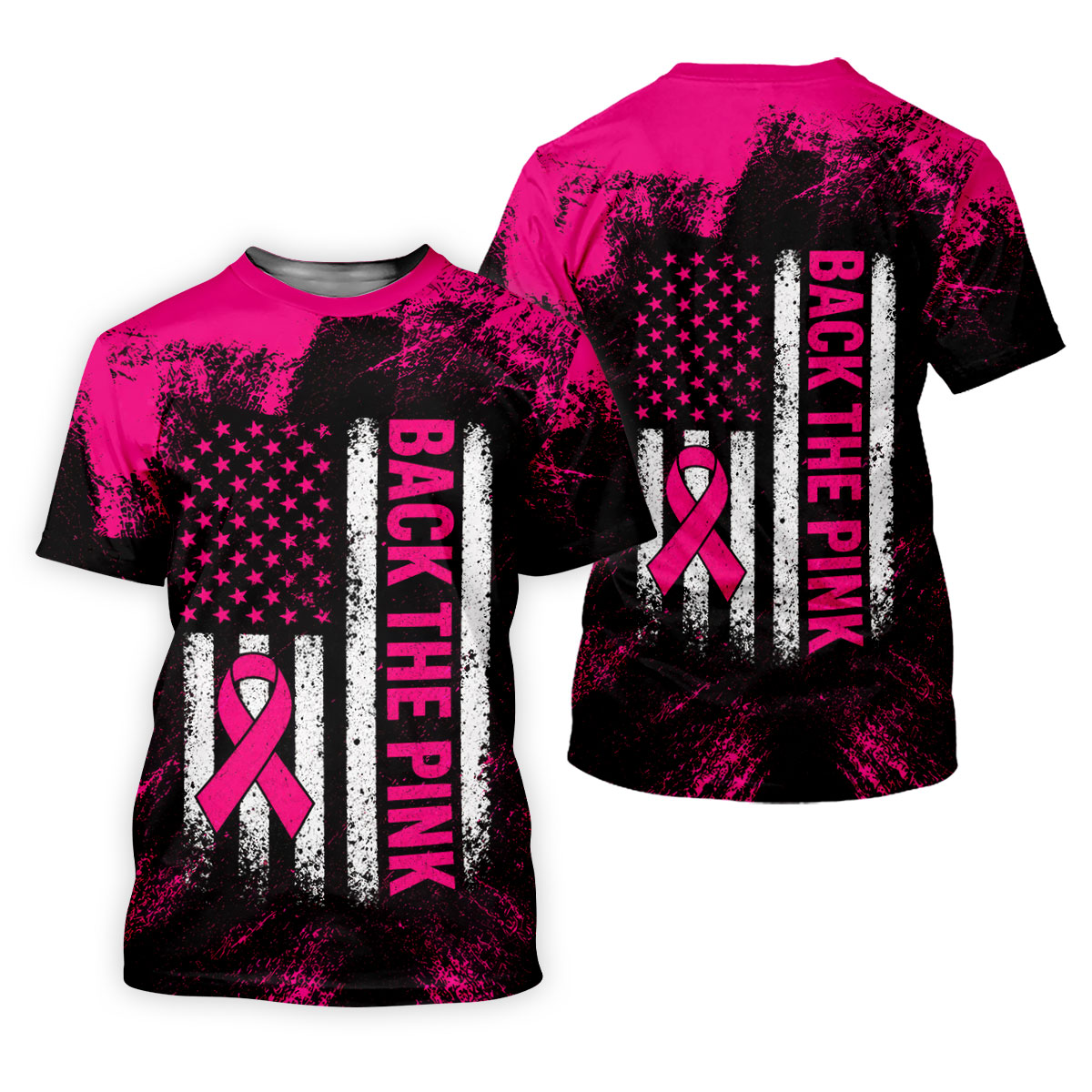 Back The Pink American Flag Breast Cancer Polo Shirt, Mens Golf Polo, Printed Golf Shirts
