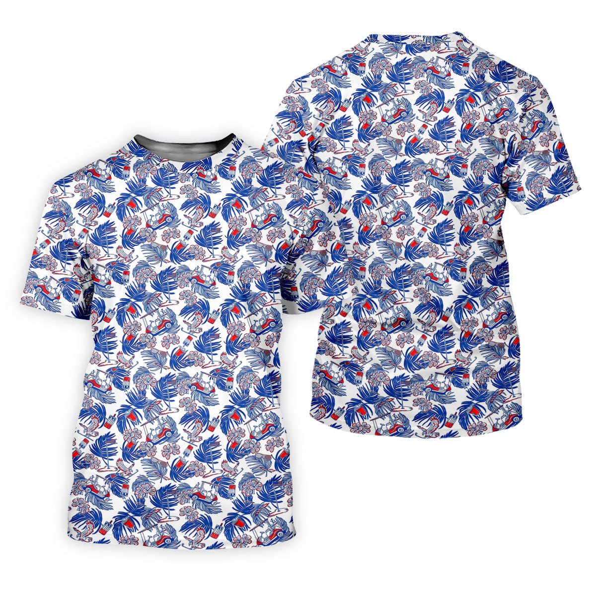 Par-Tee In The USA Red White Blue Tropical Golf Shirt, 250 Years Patriotic 4th Of July Golf Shirt For Women