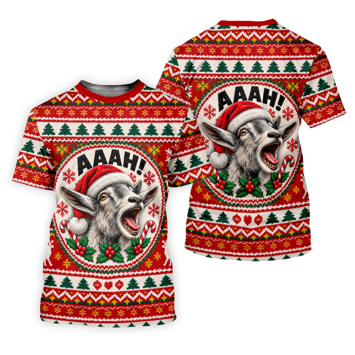 Funny Screaming Goat Christmas Golf Shirt, Golf Shirts For Men, Mens Golf Apparel