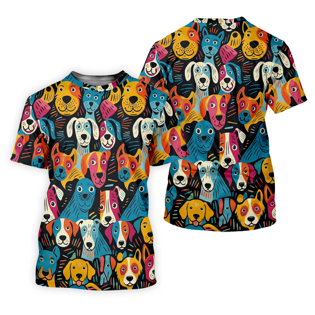 Happy Dog Faces Hawaiian Golf Shirt, Funny Golf Shirt, Abstract Animal Golf Shirt For Women