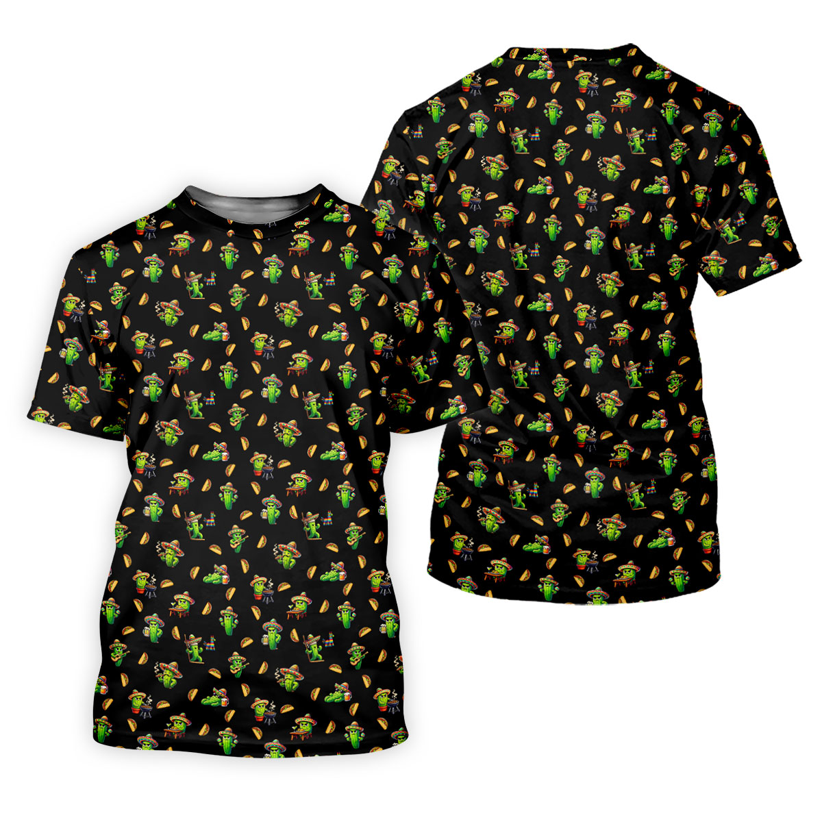 Mexican Mustach Funny Cactus Cinco De Mayo Celebration Fiesta Themed Golf Shirts For Men