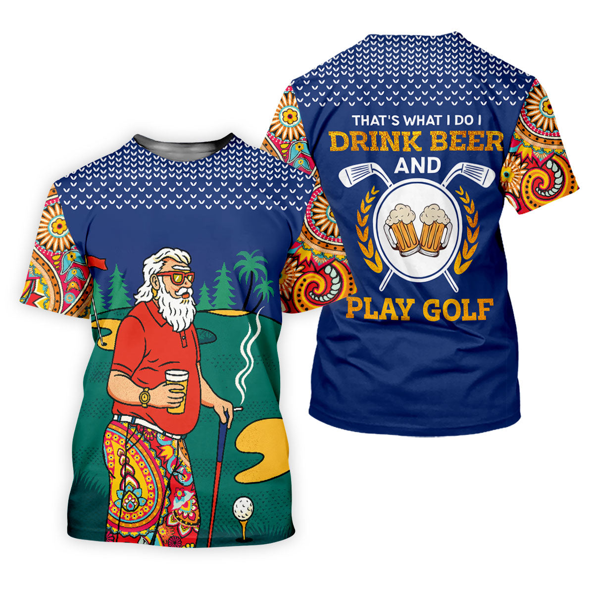 Funny Bearded Golfer With Paisley Pants Golf Polo Shirt, Ladies Golf Shirts, Women’s Golf Apparel