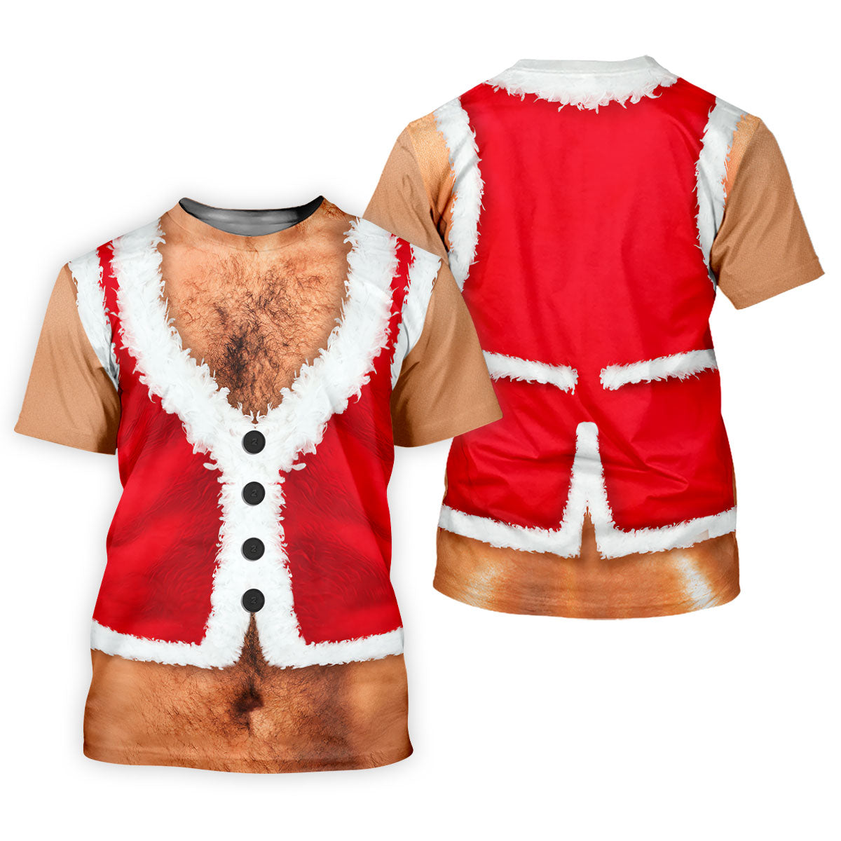 Hairy Chest Santa Print Christmas Golf Shirt, Womens Golf Tops, Golf Shirts For Women
