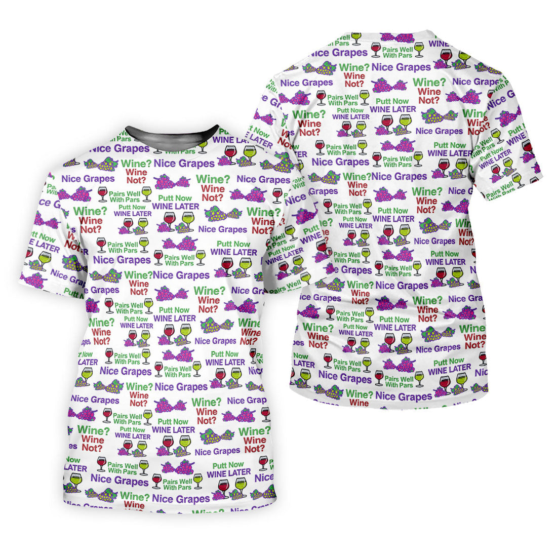 Wine Lover Golf Top, Grape Humor Print, Golf Shirts For Women