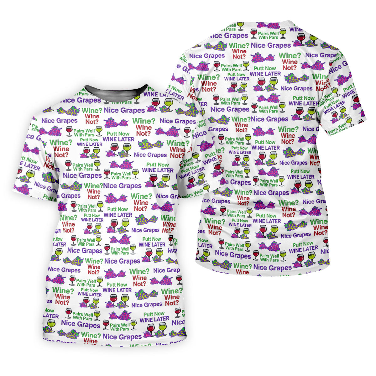 Wine Lover Golf Top, Grape Humor Print, Golf Shirts For Women