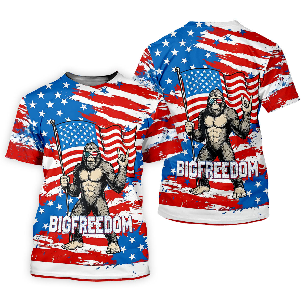 Bigfreedom Red White Blue Patriotic Bigfoot 4th Of July Golf Shirt, 250 Years Golf Shirt For Women