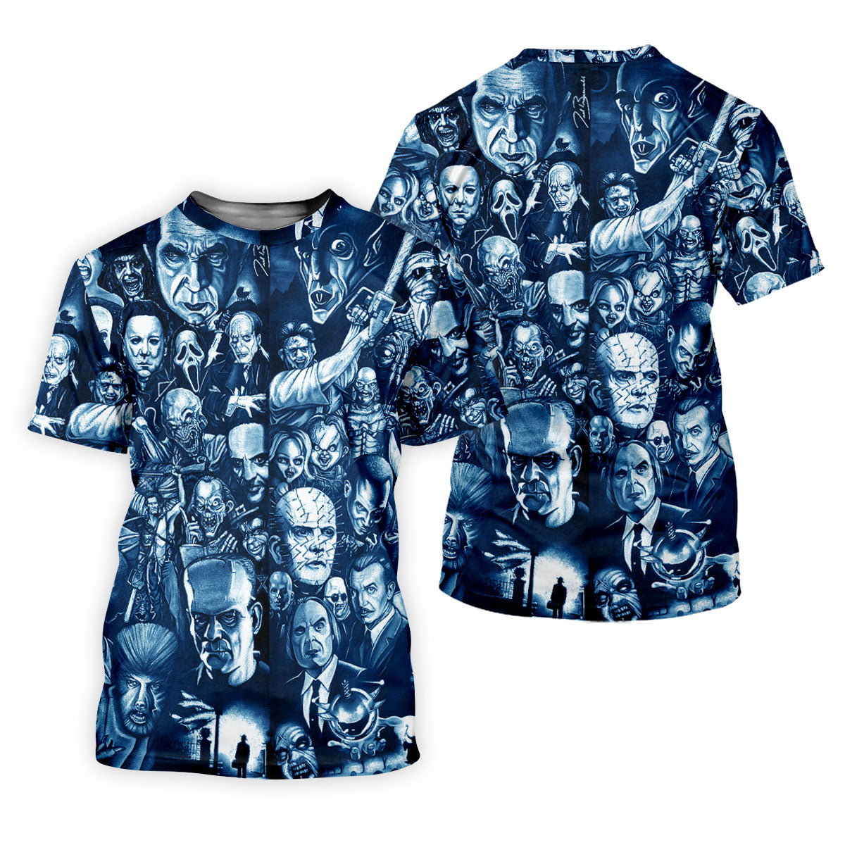 Horror Character Collage Halloween Polo Shirt, Printed Golf Shirt, Golf Tops For Women