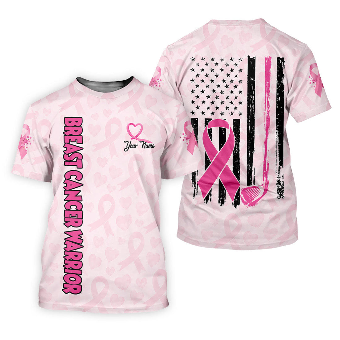 Personalized Breast Cancer Warrior Pink Ribbon Polo, Women’s Golf Polo, Ladies Golf Top