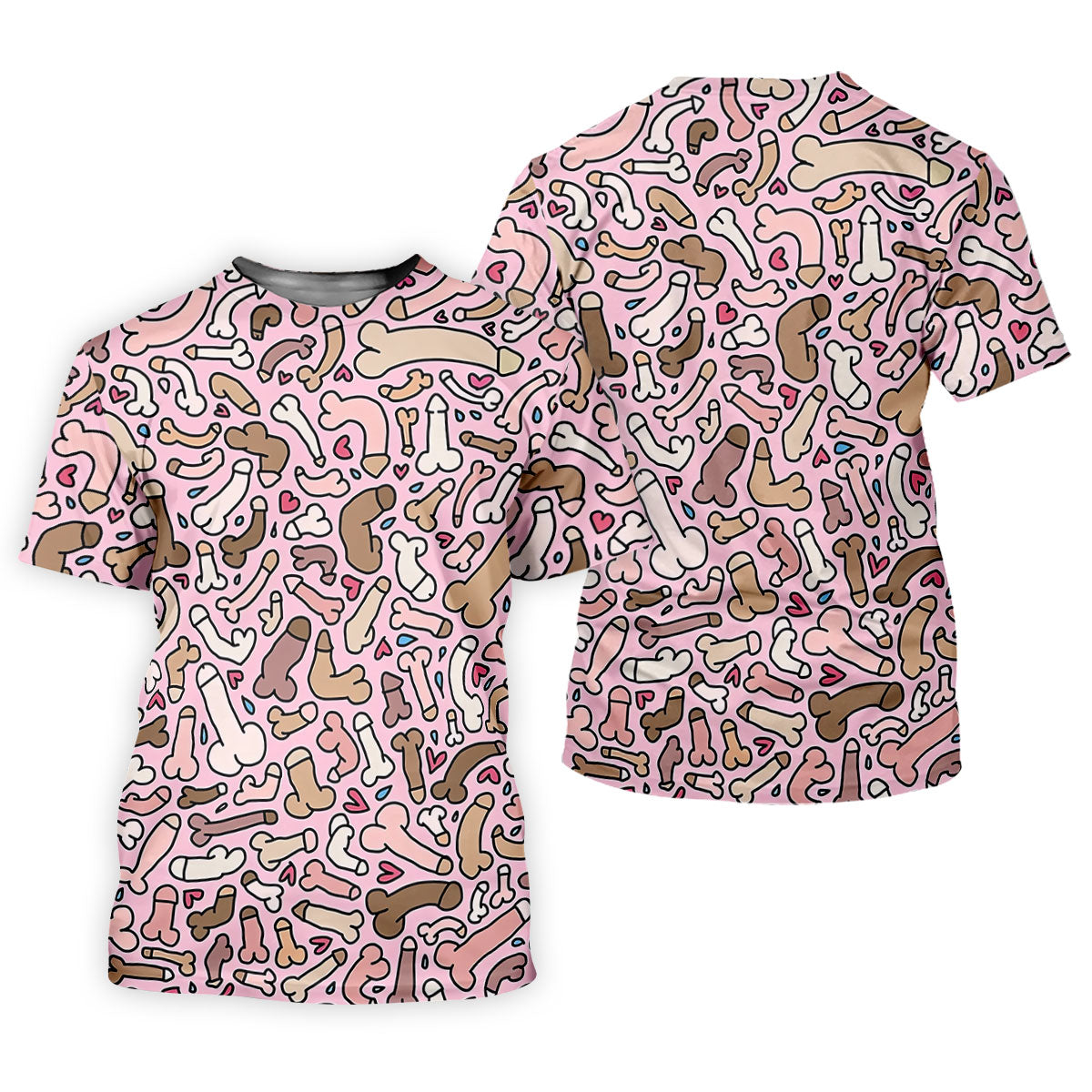 Funny Adult Doodle Pink Pattern Polo Shirt, Womens Golf Polo, Golf Shirts For Women