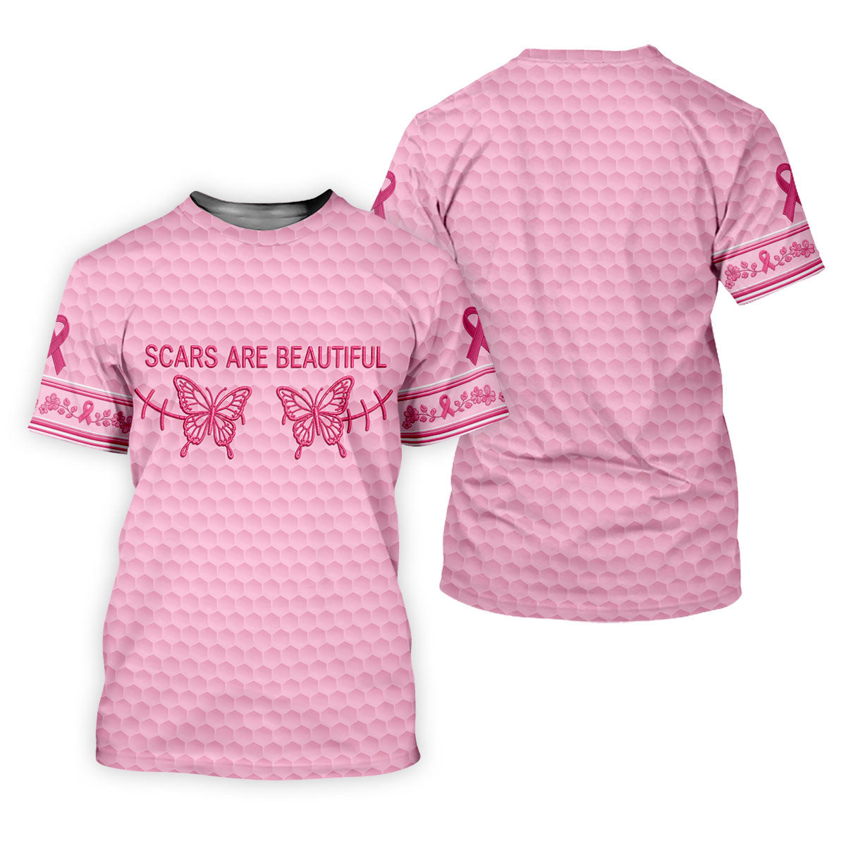 Scars Are Beautiful Butterfly Breast Cancer Golf Polo Shirt, Men's Golf Shirt, Polo Shirts For Men