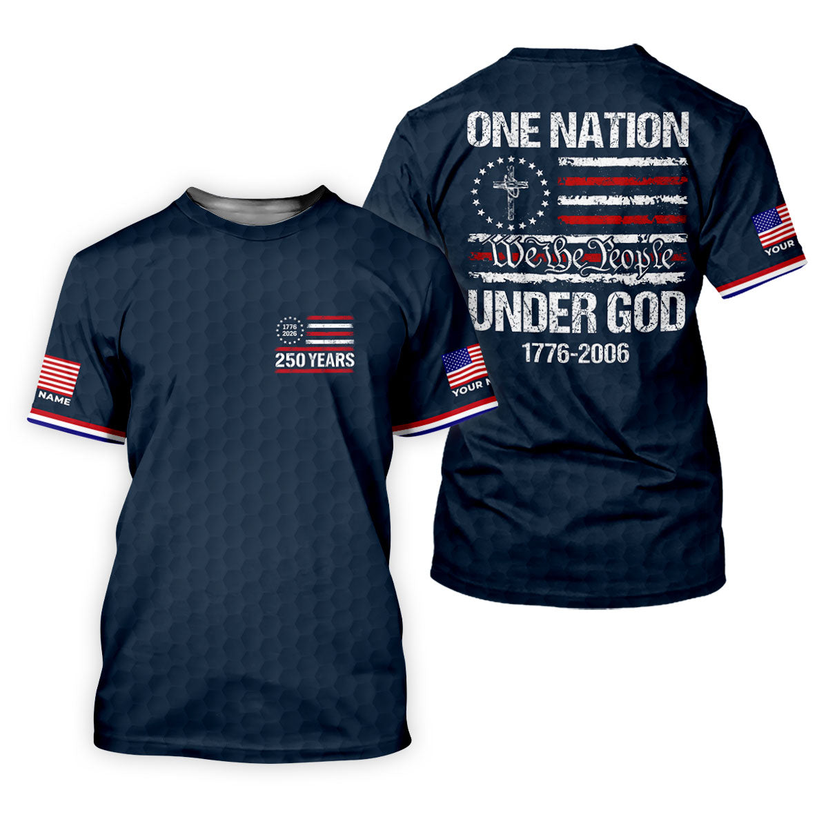 One Nation Under God We The People Navy Golf Shirt, 250 Years 4th Of July Golf Shirt For Women