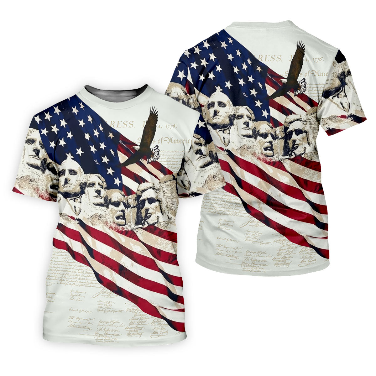 Mount Rushmore American Flag Pattern 4th Of July Patriotic Golf Shirt, 250th Anniversary Golf Shirts For Men