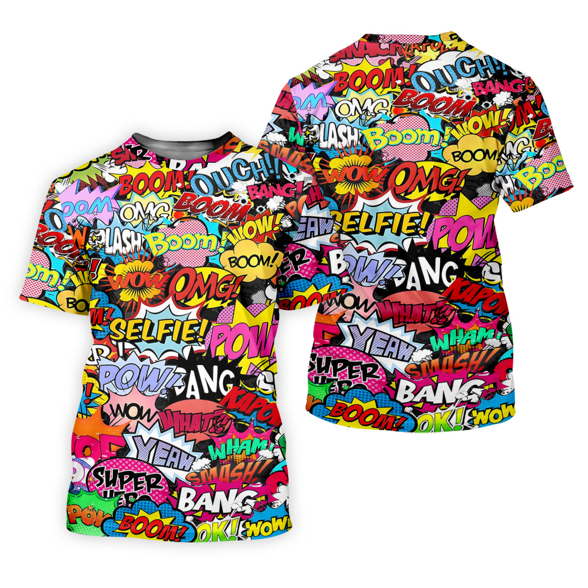Comic Pop Art Golf Shirt, Retro Speech Bubble Pattern, Polo Shirts For Men