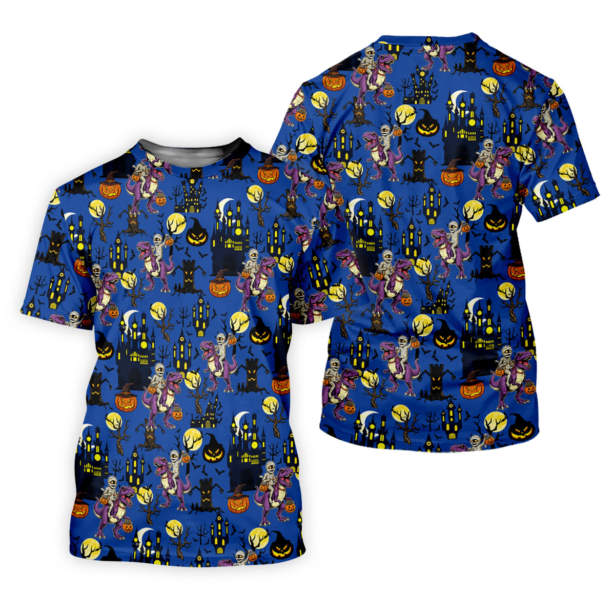 Dinosaur Mummy Pumpkin Halloween Polo Shirt, Mens Golf Shirts, Golf Polo Shirts For Men