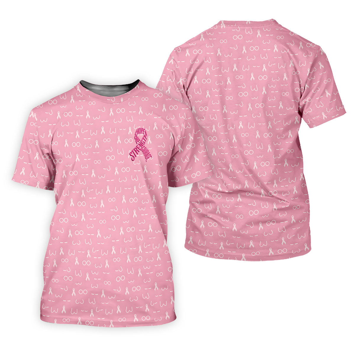 Hope Love Faith Strength Courage Breast Cancer Polo Shirt, Mens Golf Polo, Mens Golf Shirts
