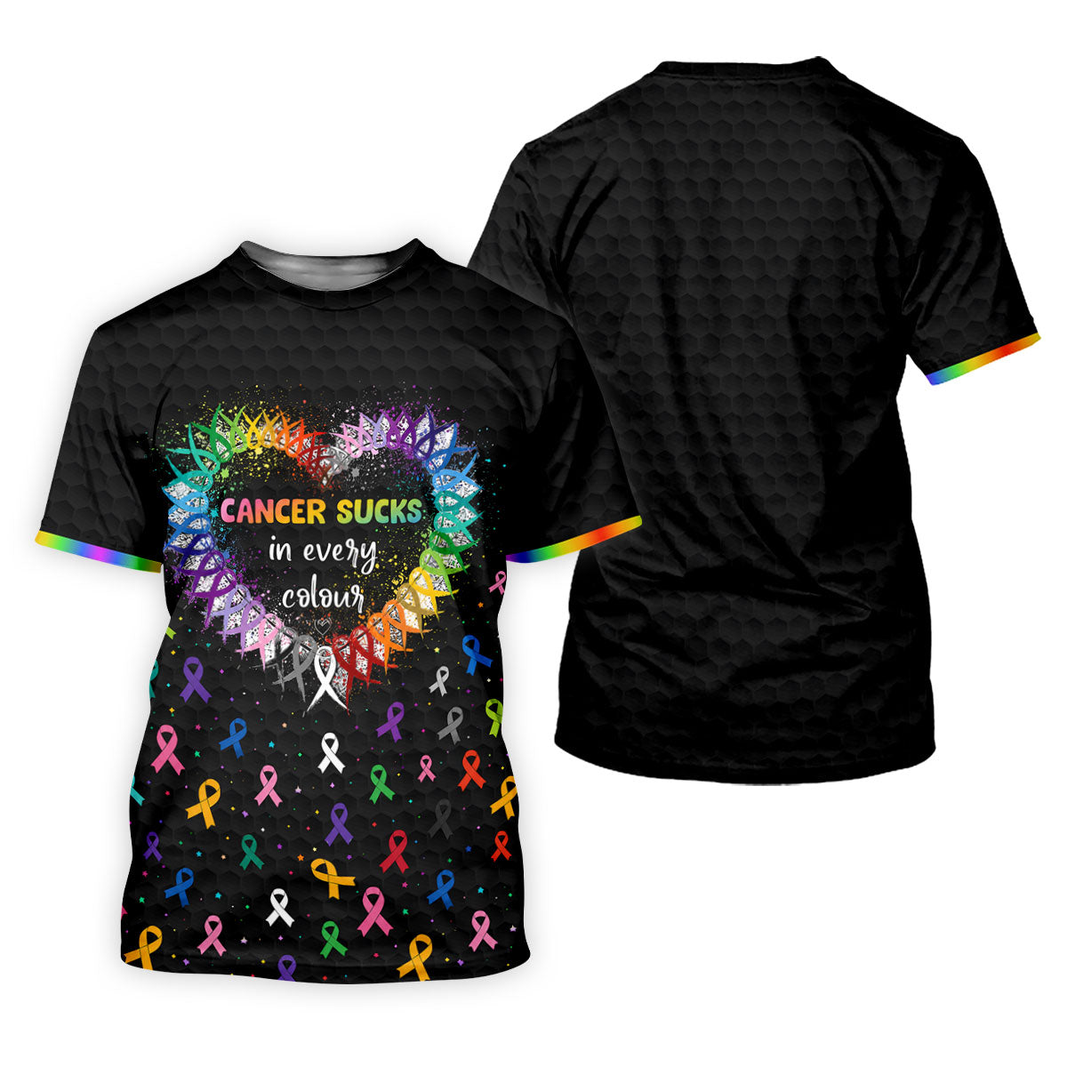 Cancer Sucks In Every Colour Awareness Ribbon Golf Polo Shirt, Golf Tops For Women