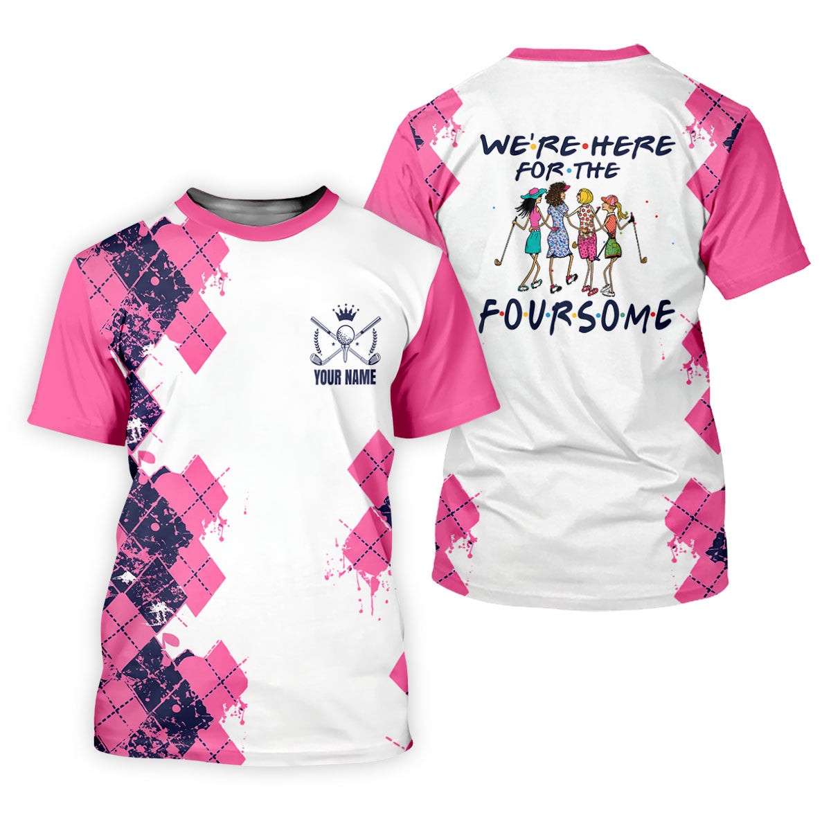 Personalized Pink Paint Splash Golf Shirt, Men's Golf Shirt, Golf Apparel For Men