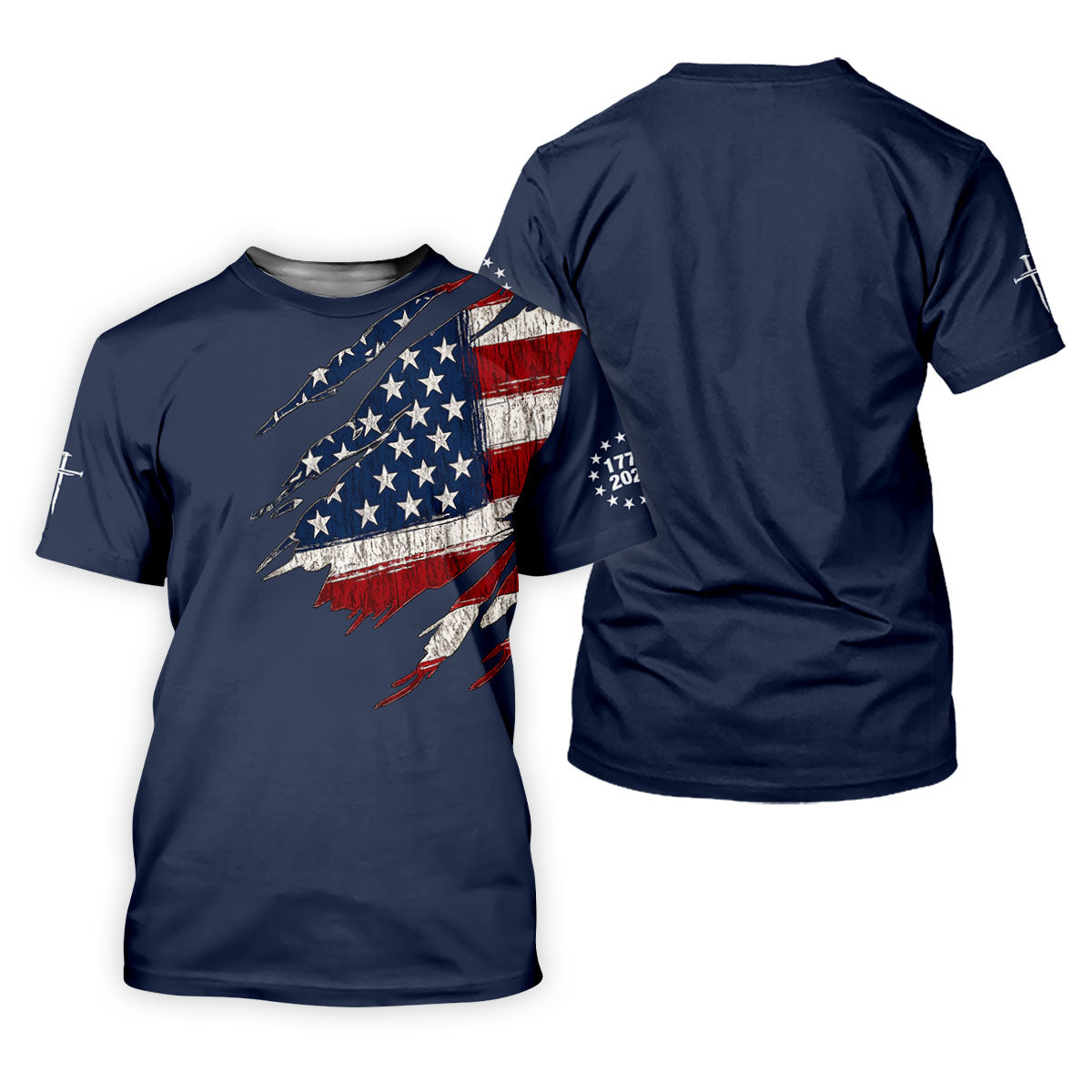 250th Anniversary Faith Cross Distressed USA Flag 4th Of July Golf Shirt, Patriotic Golf Shirt, Polo For Men