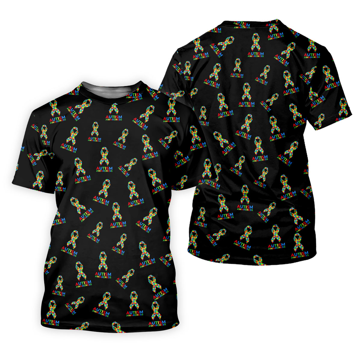 Autism Awareness Colors Autism Ribbon Black Golf Shirt, Golf Tops For Men, Golf Shirts For Men