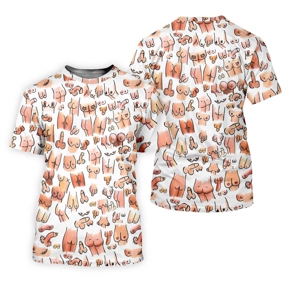 Funny Adult Body Parts Pattern Shirt, Women's Golf Tops, Printed Golf Shirt