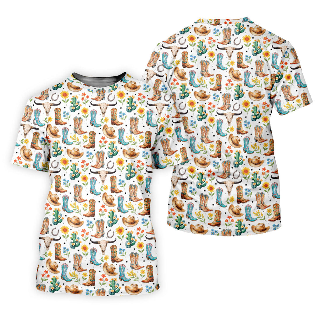 Western Cowboy Boots Floral Pattern Golf Shirt, Mens Golf Apparel, Golf Polo Shirts For Men