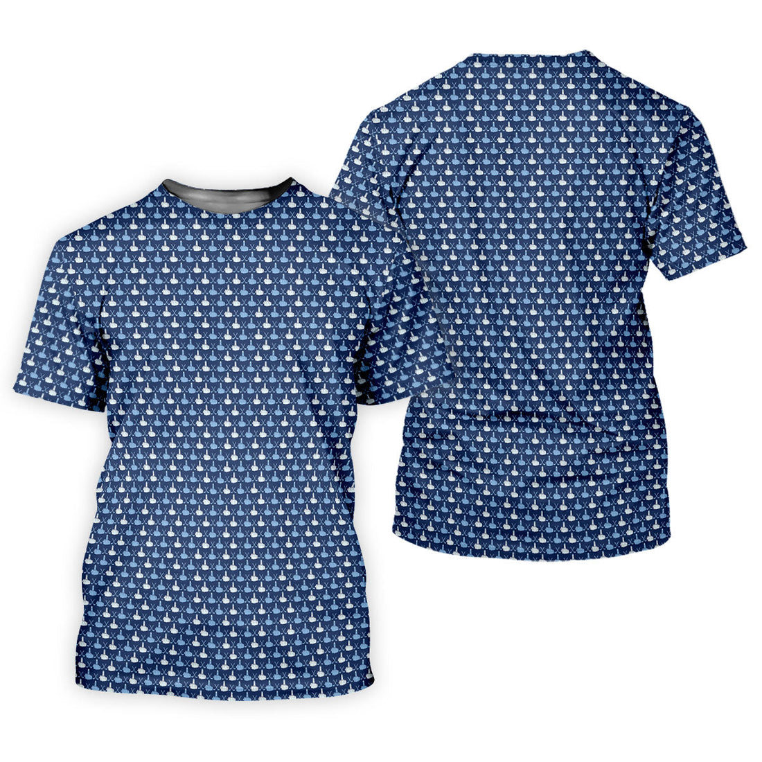 Blue Funny Middle Finger Golf Pattern Polo Shirt, Golf Polo Shirts For Men, Mens Golf Apparel