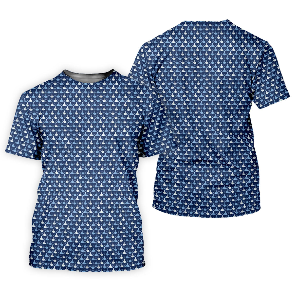 Blue Funny Middle Finger Golf Pattern Polo Shirt, Golf Polo Shirts For Men, Mens Golf Apparel