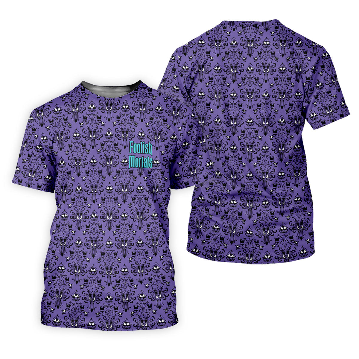 Foolish Mortals Haunted Pattern Golf Polo Shirt, Women's Halloween Shirt, Womens Golf Tops