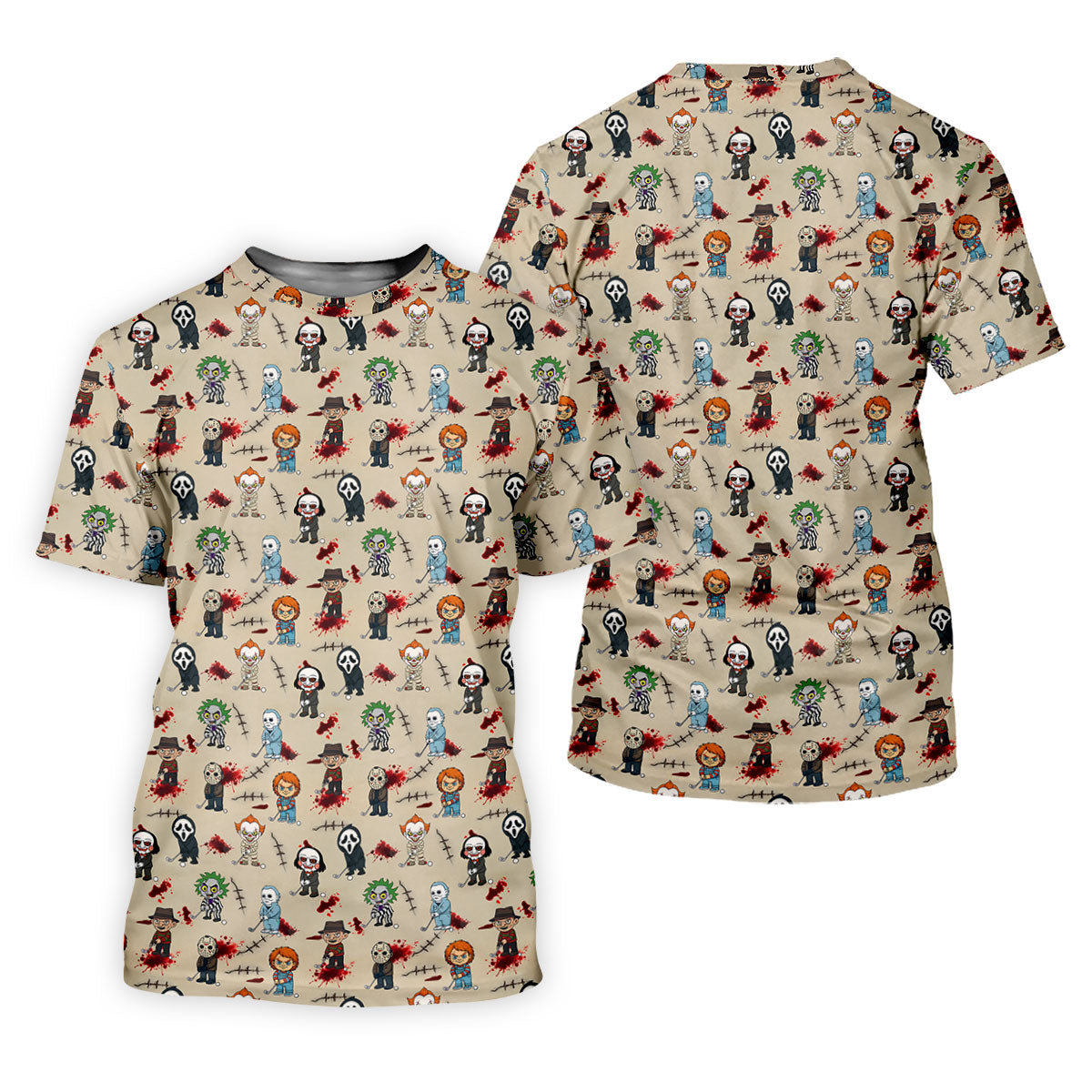 Cute Horror Character Golf Pattern Polo Shirt, Mens Golf Shirts, Hawaiian Golf Shirt