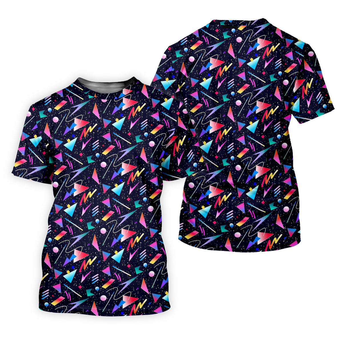 Retro Memphis Geometric Pattern Golf Polo Shirt, Women's Golf Tops, Golf Polo For Women