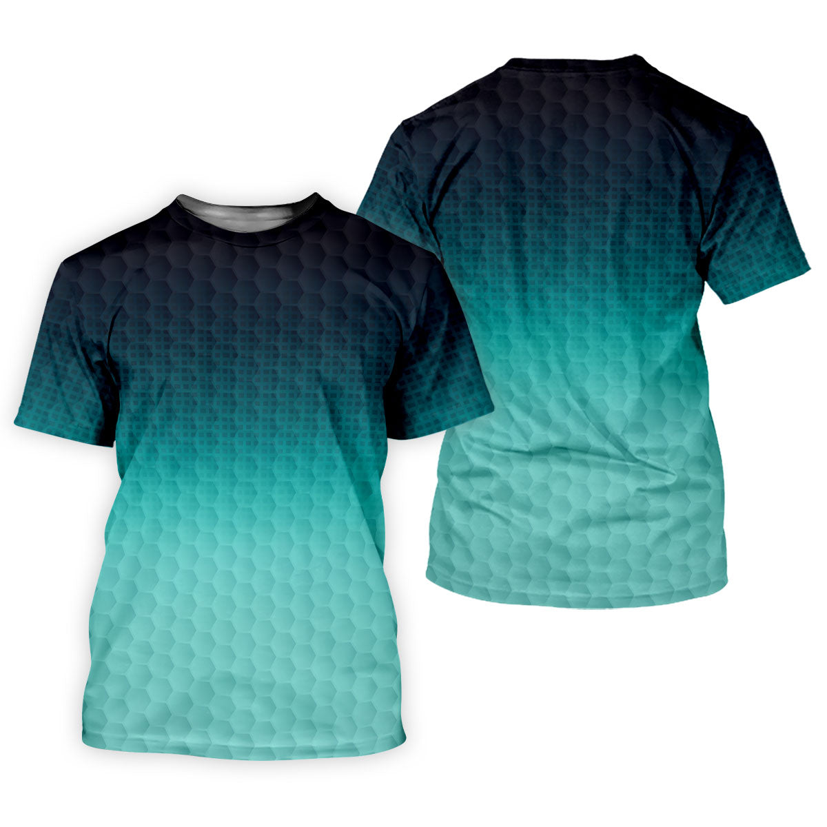 Turquoise Gradient Golf Ball Pattern Hawaiian Golf Shirt, Golf Shirts For Men