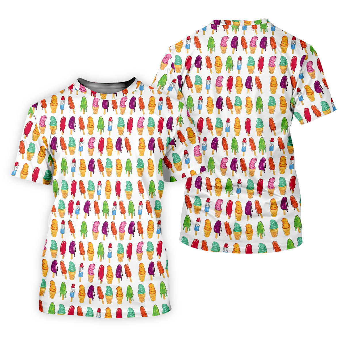 Colorful Ice Cream Pattern Golf Polo Shirt, Men's Golf Shirt, Golf Apparel For Men