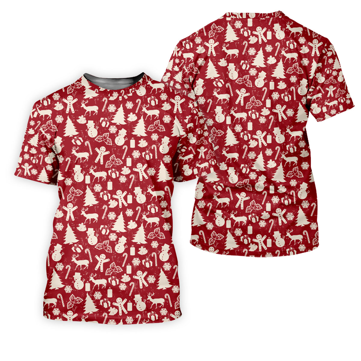 Gingerbread Man Christmas Pine Tree Candy Canes Red And White Polo Shirts For Men, Christmas Golf Shirt