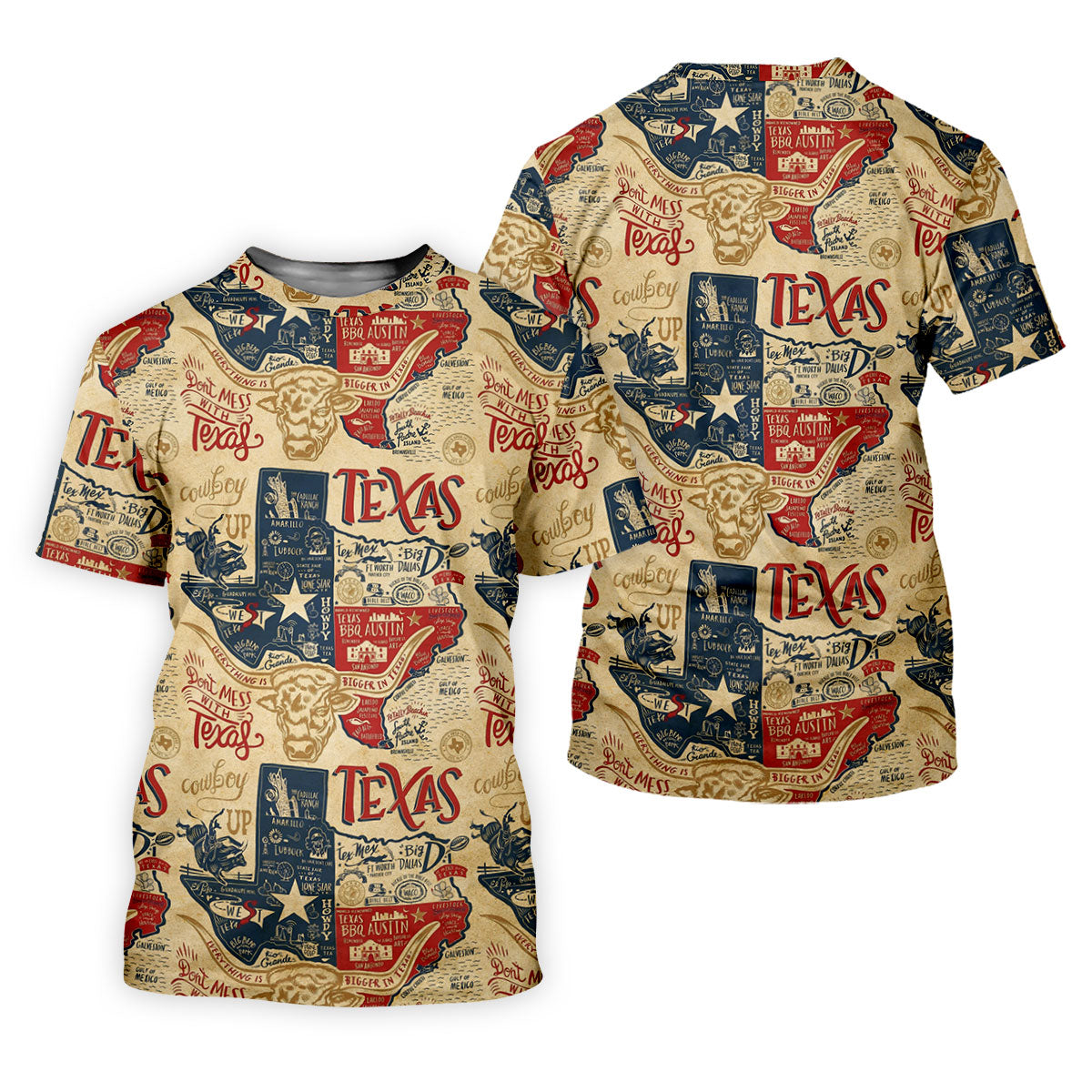 Don't Mess With Texas Western Theme Old West Golf Tops For Men, Polo Shirts For Men, Golf Shirts For Men